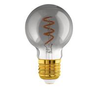 Eglo Lampe LED globe E27 dimmable, filament vintage spirale, ampoule Edison verre fumé noir-transparent, éclairage rétro, 4 watts, 100 lumens, blanc chaud, 2000 Kelvin, G60, Ø 6 cm