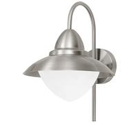 Eglo Lampe murale extérieur Sidney, luminaire extérieur à flamme, applique murale en acier inoxydable, verre : blanc, opale mat, couleur : argent, douille : E27, IP44