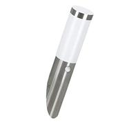 Eglo Lampe murale extérieure Helsinki, luminaire extérieur à flamme avec capteur de mouvement, applique murale en acier inoxydable et plastique, couleur : argent, blanc, douille : E27, IP44