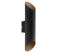 Eglo Lampe murale extérieure LED AGOLADA, lampe extérieure à 2 flammes, applique murale en acier galvanisé, couleur : noir, cuivre, IP44
