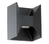 Eglo Lampe murale extérieure LED Morino, lampe extérieure à 2 flammes, applique murale en aluminium, couleur : anthracite, IP44