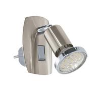 Eglo Lampe prise LED Mini, spot orientable avec interrupteur, veilleuse, éclairage chambre et cuisine, luminaire en acier argenté et aspect chromé, douille GU10