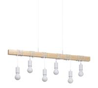 Eglo lampe suspendue Townshend, lampe suspendue vintage à 6 flammes au design industriel, lampe suspendue rétro en acier et bois, couleur : blanc, brun, douille : E27