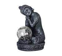Eglo Lampe zen solaire extérieure Z_Solar, petite statue bouddha, déco lumineuse jardin terrasse balcon, plastique grise avec boule en verre, blanc froid, IP44