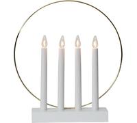 Eglo Lanterne de Noël avec 4 ampoules, chandelier de fenêtre blanc avec éléments métalliques en laiton, arche lumineuse avec câble, E10, blanc chaud