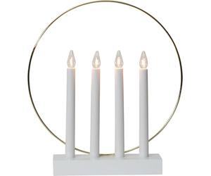 Eglo Lanterne de Noël avec 4 ampoules, chandelier de fenêtre blanc avec éléments métalliques en laiton, arche lumineuse avec câble, E10, blanc chaud
