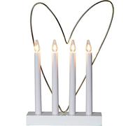 Eglo Lanterne de Noël avec 4 ampoules, chandelier de fenêtre blanc orné d’un cœur décoratif en laiton, arche lumineuse avec câble, E10, blanc chaud