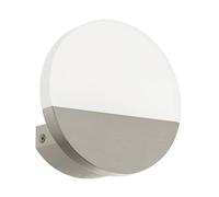 Eglo LED Applique Metrass 1, applique murale 1 flamme, éclairage mural intérieur en aluminium et plastique satiné, lampe de séjour nickel mat, lampe LED ronde pour couloir, blanc chaud