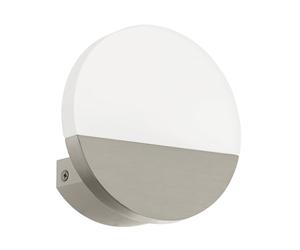 Eglo LED Applique Metrass 1, applique murale 1 flamme, éclairage mural intérieur en aluminium et plastique satiné, lampe de séjour nickel mat, lampe LED ronde pour couloir, blanc chaud