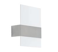 Eglo LED Applique Murale Extérieure Nadela, lampe extérieure double | applique en acier inoxydable, couleur argentée, verre blanc satiné, IP44
