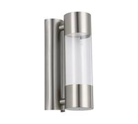 EGLO LED Applique murale extérieure Robledo, lampe murale 2 flammes, en | acier inoxydable et plastique, couleur argentée, indice de protection IP44