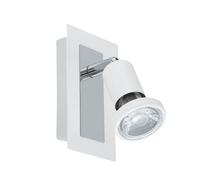 Eglo LED Applique murale Sarria, lampe murale, projecteur mural en métal, lampe de salon blanche et chromée, lampe avec interrupteur, spot avec ampoule GU10, lumière blanc chaud