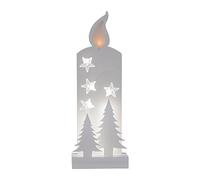 EGLO LED déco de Noël, silhouette de bougie en bois blanc, paysage hivernal | avec minuterie, éclairage à piles, lumière blanc chaud