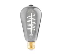 EGLO LED E27 lampe dimmable, ampoule vintage noir-transparent, LED spirale | 4 watts (équivaut à 15 watts), 100 lumens, LED E27 blanc chaud, 2000 kelvins, ampoule déco LED ST64, Ø 6,4 cm
