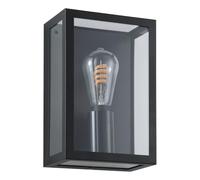 Eglo LED Extérieur Alamonte-Z, Applique Murale Étanche | Applique murale extérieure acier noir verre transparent douille E27 IP44 étanche luminaire jardin