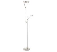Eglo LED Lampadaire Sarrione, lampe sur pied 3 flammes dimmable, éclairage | salon en métal nickel mat, plastique blanc, lampe avec interrupteur, lampadaire avec liseuse, lumière blanc chaud