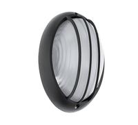 Eglo LED lampe de plafond extérieure Siones 1, lampe de plafond et murale en aluminium moulé noir, verre structuré blanc, éclairage extérieur blanc chaud, IP44