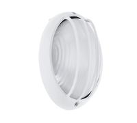 Eglo LED lampe de plafond extérieure Siones 1, plafonnier extérieur, applique murale en aluminium moulé blanc, verre structuré, luminaire extérieur blanc chaud, IP44