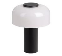 Eglo LED Lampe de table extérieure Ponente, lampe de chevet tactile à intensité variable, luminaire d'extérieur rechargeable sans fil, métal noir et verre blanc, blanc chaud - neutre, IP44