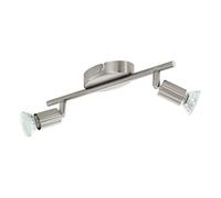 Eglo LED Plafonnier Buzz-LED, lampe de plafond 2 flammes, spot en métal nickel mat, lampe salon, lampe cuisine, spots avec ampoules GU10, blanc chaud, L 28,5 cm