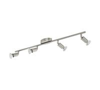 Eglo LED Plafonnier Buzz-LED, lampe de plafond 4 spots, projecteur en métal nickel mat, lampe pour salon et cuisine, spots avec ampoules GU10, blanc chaud, L 68,5 cm