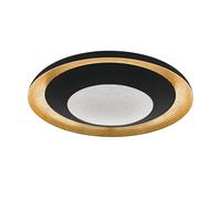 EGLO LED Plafonnier Canicosa 2, 2 lampes, applique/plafonnier en métal | martelé et plastique noir, or, avec télécommande, variation température couleur (chaud-froid), veilleuse, dimmable, Ø 49,5 cm