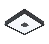 EGLO Panneau LED Amandolo, plafonnier dimmable avec télécommande, lampe de plafond géométrique pour salon et bureau, métal noir, blanc chaud - froid, rétro-éclairage RGB