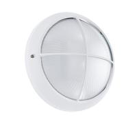 Eglo LED Plafonnier extérieur Siones 1, lampe de plafond extérieure, applique murale en fonte d'aluminium blanche, verre structuré blanc, éclairage extérieur blanc chaud, IP44