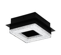 Eglo LED Plafonnier Fradelo 1, Applique murale 1 flamme, Lampe de plafond | en acier et plastique avec effet cristal en noir, transparent, Lampe salon, lumière blanc chaud