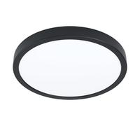 EGLO LED Plafonnier Fueva 5, Ø 28,5 cm, lampe de plafond ronde avec détecteur de mouvement, luminaire en saillie en métal et plastique noir, éclairage blanc chaud