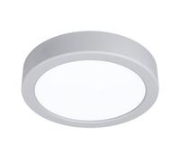 Eglo LED Plafonnier Idun, lampe de plafond ronde, luminaire en saillie en métal argenté et plastique blanc, éclairage pour bureau et cuisine, blanc neutre, Ø 17 cm