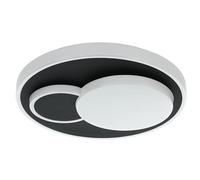 Eglo LED Plafonnier Lepreso, lampe ronde avec décor circulaire, métal et plastique blanc/noir, pour couloir et chambre, lumière blanc chaud, Ø 38,5 cm