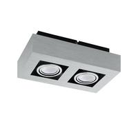 Eglo LED Plafonnier Loke 1, 2 flammes, moderne applique en aluminium et | acier, brossé, chrome, noir, avec douille GU10, ampoules LED incluses, orientable