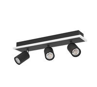 EGLO LED Plafonnier Rimbocchi 1, luminaire de plafond rectangulaire avec 3 spots, barre spot orientable, projecteur plafond en métal noir et plastique blanc, lumière blanc chaud, L 46 cm