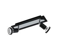 Eglo LED Plafonnier Sarria, lampe de plafond 2 feux, projecteur de plafond | en métal, lampe de salon noire et chromée, spots avec ampoules GU10, lumière blanc chaud