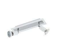 Eglo LED Plafonnier Sarria, lampe de plafond à 2 sources lumineuses, projecteur en métal, lampe de salon blanche et chromée, spots avec ampoules GU10, lumière blanc chaud