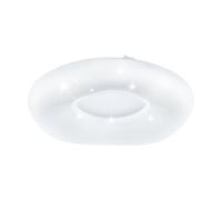 Eglo LED Plafonnier Zamudilo, 1 flamme, effet cristal, acier, plastique, blanc, nickel mat, télécommande, variation température couleur (chaud-froid), veilleuse, dimmable, Ø 40 cm