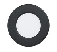 Eglo LED spot encastrable Fueva 5, Ø 8,6 cm, spot LED en acier avec surface lumineuse en plastique, encastré noir, blanc, salle de bain, faible profondeur 26 mm, blanc chaud, IP44