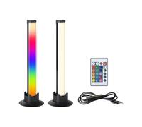 Eglo Lot de 2 barres LED pour gaming room, lampes de table multicolores avec effets lumineux, lumière d'ambiance avec sync musicale, télécommande incluse, USB, blanc chaud et RGB, noir