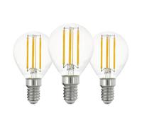 Eglo Lot de 3 ampoules E14 filament LED, lampe Edison transparente, 7 watts (équivalent à 60 watts), 806 lumens, ampoule blanc chaud, 2700 K, P45, Ø 4,5 cm