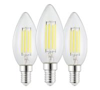 Eglo Lot de 3 ampoules LED E14, lampe bougie à économie d'énergie classe énergétique A, 2,2 watts, 470 lumens, blanc chaud, 2700 Kelvin, C35, Ø 3,5 cm