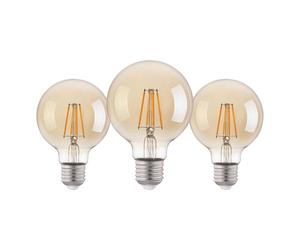 Eglo Lot de 3 ampoules LED E27, ampoule filament vintage ambrée, 4 watts | chacune, grosse ampoule globe, lumière blanche chaude, 2200 K, 400 lumens, lampe rétro G80, Ø 8 cm
