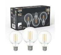 Eglo Lot de 3 ampoules LED E27, ampoule filament vintage claire, 4 watts chacune, ampoules globe, lumière blanc neutre, 4000 K, 470 lumens, lampe rétro G80, Ø 8 cm