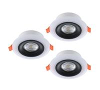 Eglo Lot de 3 spots LED encastrables Calonge RGB, plafonnier plat avec télécommande, lampe dimmable à encastrer, plastique noir-blanc, changement pour couleur, blanc chaud-froid, Ø 9,8 cm