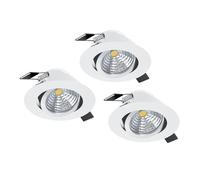 Eglo Lot de 3 spots LED encastrables Saliceto, plafond dimmables, plafonniers ronds plats, aluminium blanc, blanc neutre, Ø 8,8 cm