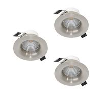 Eglo Lot de 3 spots LED encastrables Saliceto, plafond dimmables, plat rond, aluminium argenté, lumière blanc neutre, Ø 8,8 cm