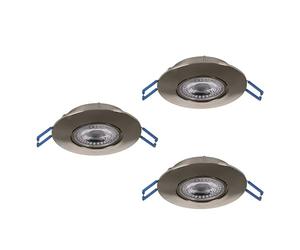 Eglo Lot de 3 spots LED encastrables Zujar, luminaires intérieurs encastrés en plastique nickel mat, éclairage de plafond blanc chaud, plafonniers Ø 8,5 cm