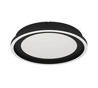 Eglo Luminaire plafonnier Calagrano, panneau LED dimmable avec télécommande, lampe de plafond ronde pour bureau et couloir, métal noir et plastique blanc, blanc chaud-froid