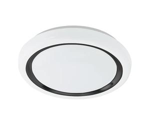 Eglo Luminaire plafonnier Capasso, panneau LED minimaliste, lampe de plafond rond pour couloir et cuisine, métal et plastique blanc et noir, blanc chaud, Ø 34 cm