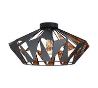 EGLO Luminaire plafonnier Carlton 6, lustre au style vintage, industriel et rétro en acier noir et cuivre, lampe de plafond pour salon, cuisine et couloir, douille E27